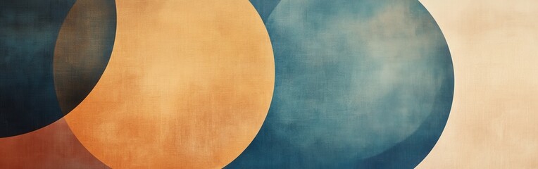 Fototapete - Minimalist overlapping circles in soft colors create a serene visual atmosphere