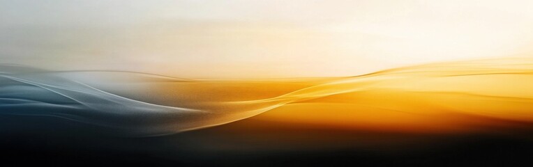 Aufkleber - Horizontal bands in amber and gray create a tranquil atmosphere, evoking serene sunrise reflections over distant hills