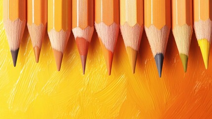 Poster - Colorful gradient pencil strokes displayed in a vibrant arrangement of hues on a bright background