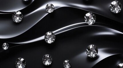 Aufkleber - High-contrast design featuring silver diamonds on a sleek black background creating a stunning visual effect