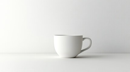 Aufkleber - Simple white cup on warm flat surface against a soft textured background showcasing minimalistic design