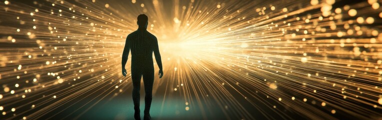 Aufkleber - Man surrounded by glowing light representing energy and transformation