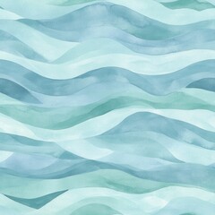 Poster - Calming doodle watercolor waves in soothing shades of blue and green create a peaceful atmosphere for relaxation and creativity