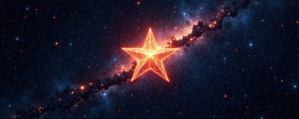 glowing star suspended in the blackness of space , glow, dark background
