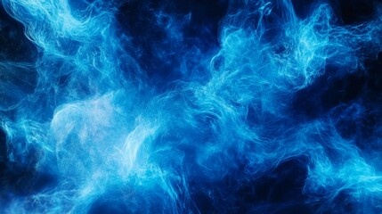 Poster - Blue ethereal swirling smoke on dark background, abstract art and mystery concept