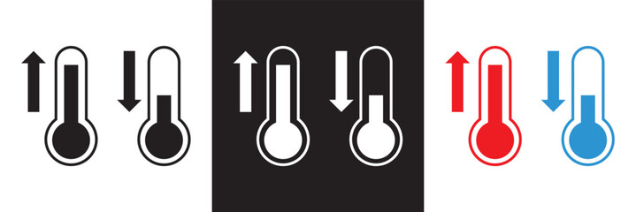 thermometer temperature up and down icon. vector illustration. isolated on white and black backgroun