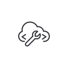DevOps in Cloud line icon