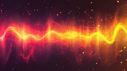 Wall Mural - abstract sound wave: a vibrant, energetic illustration of a sound wave pulsating with warm hues. the