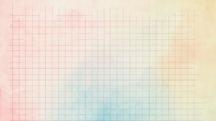 Wall Mural - grid paper art: this visual harmony of a grid, bathed in watercolor washes, where the lines gently o