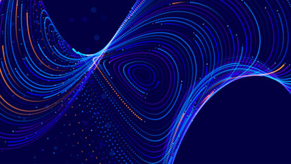 Big Data Flow Digital Technology Background with Dot Bokeh Particles. Neural Network Abstract Connections. Concept of AI Artificial Intelligence Machine Learning. Tech Science Presentation Vector.