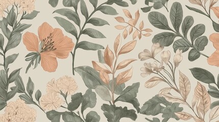 Stunning botanical wallpaper design with a sketch-like quality.
