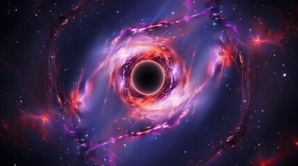 Wall Mural - a captivating view of a black hole at the center of a galaxy surrounded by swirling cosmic dust and 