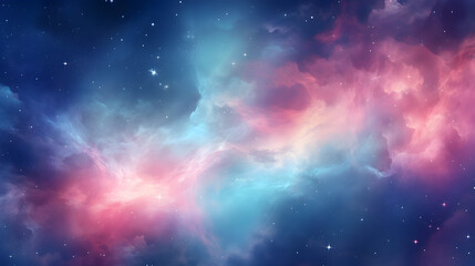 Wall Mural - a colorful nebula space background: enchanting visual of an aged galaxy silhouette with soft colors 