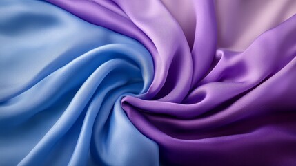 Poster - Blue and purple silk fabric in elegant swirl pattern, smooth texture abstract