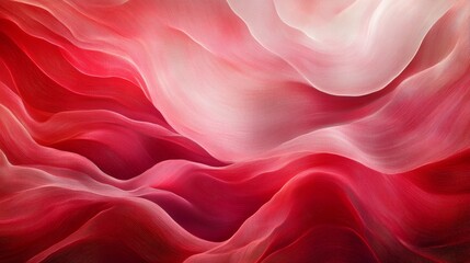 Poster - Abstract red and white wave pattern artwork, dynamic flow. Creative expression concept