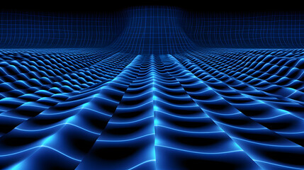 Wall Mural - dynamic blue wave pattern flowing through space creating a beautiful visual representation of gravit