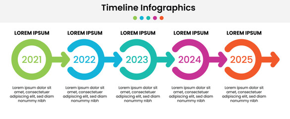 Presentation business can be used for Business concept with 5 options, steps or processes, Yearly business timeline infographic template design.