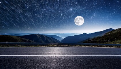 Wall Mural - night moon space galaxy nature road landscape mountain outdoor travel