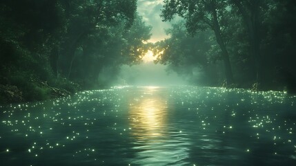sunbeams illuminating lush green water reflection high resolution wallpaper