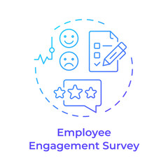 Wall Mural - Employee engagement survey blue gradient concept icon. Feedback checklist, review. Round shape line illustration. Abstract idea. Graphic design. Easy to use in infographic, presentation