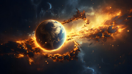 Wall Mural - stunning planet hovering in the sky signifying hydrostatic equilibrium and the balance of celestial 