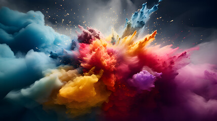 Wall Mural - a vibrant explosion of colorful smoke in a stunning cosmic display representing the aftermath of a h