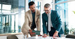 © peopleimages.com - Business, men and meeting on tablet at office of planning, financial documents and company growth. People, collaboration and paperwork with profit graph, investment report and teamwork of opportunity