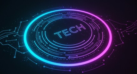 cybernetic tech design: a neon-illuminated design showcases the word 