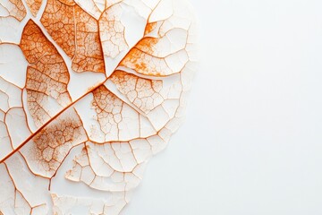 Wall Mural - A close-up of the edge of a leaf, highlighting its jagged texture and veins, with a stark white background
