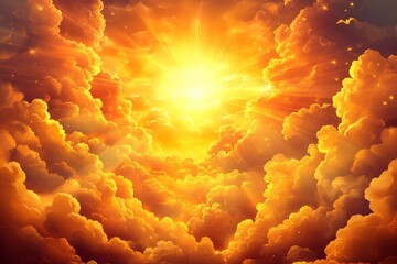 Aufkleber - Stunning sunset illuminates vibrant clouds in a breathtaking display of nature's beauty