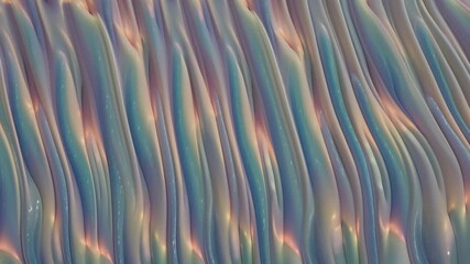 Abstract 3D render, wavy iridescent lines, flowing texture background.