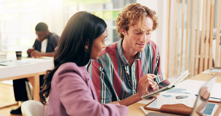 Poster - Studying, student or people on tablet for university exam in class with information, research or education. School, scholarship or project in college with technology, help or teamwork for learning