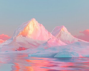Poster - Ethereal Arctic Dreamscape Pastel Northern Lights Surreal Panorama - Immersive Climate Tech Visualization for Global Environmental Storytelling