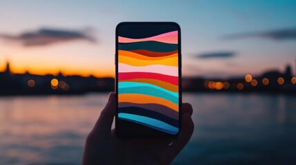 Leinwandbilder - Immersive Digital Landscape AI-Powered Content Discovery and Personalized Mobile Experience - Emotional Connectivity in Urban Tech Ecosystem