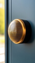 Aufkleber - Sleek Smart Home Thermostat Minimalist Gold-Trimmed Climate Control Innovation for Eco-Conscious Urban Living, Blending High-Tech Design with Energy Efficiency Trends