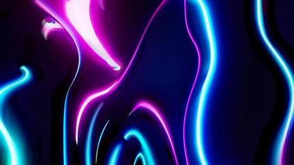 Aufkleber - Neon lights with flowing shapes in pink and blue, abstract digital art design