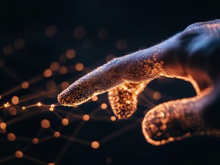 Aufkleber - Immersive Digital Transformation Futuristic Human-Tech Interface Revealing Quantum Connectivity and AI-Powered Interaction in Next-Gen Enterprise Solutions