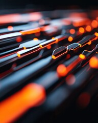 Aufkleber - Futuristic Network Flow High-Velocity Digital Connectivity Visualization with Neon Orange Circuitry - Innovative Tech Marketing Imagery for Cutting-Edge Infrastructure Insights