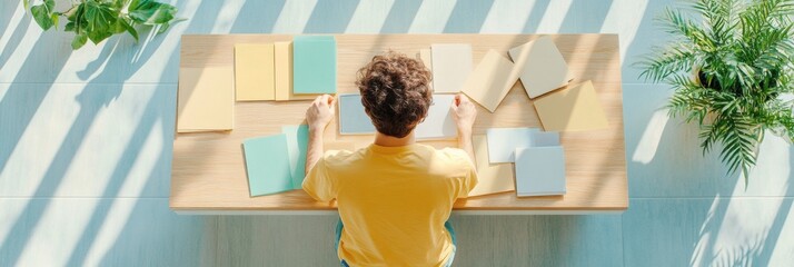 Fototapete - Mindful Workspace Revolution Gen Z Productivity Hack with Minimalist Color-Coded Planning Wall - Innovative Remote Work Organization Strategies for Digital Natives