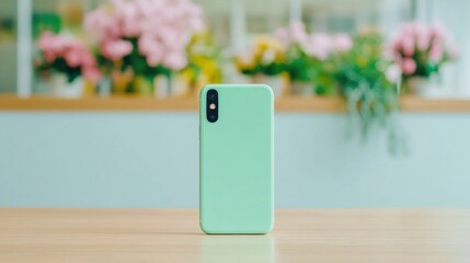 Leinwandbilder - Pastel Mint Smartphone Minimalism Contemporary Tech Design Showcasing Soft Ergonomic Aesthetics in Clean, Lifestyle-Driven Mobile Innovation