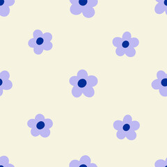 Fototapete - Seamless floral pattern. Daisy blossoms, cute flowers, endless summer background. Repeating texture design, print for textile, fabric, cloth, wallpaper and wrapping. Colored flat vector illustration