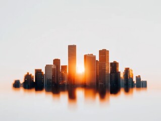 Leinwandbilder - Future-Forward Urban Connectivity Golden Hour Smart City Silhouettes Revealing Innovative Digital Infrastructure Design and Technological Urban Evolution