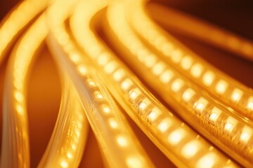Wall Mural - a bright yellow light strip in close-up view