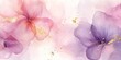 © bborriss - Watercolor flowers painting with gold glitter sparkling on pink and purple background