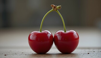 Poster - Two cherries on a white background