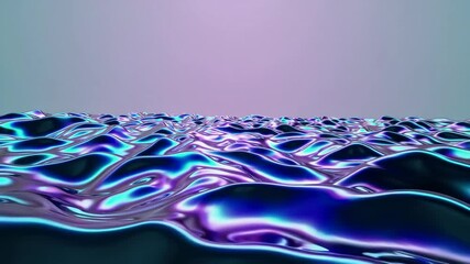Aufkleber - Vibrant holographic waves in futuristic landscape, abstract technology concept