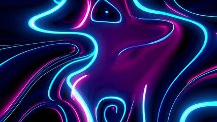 Aufkleber - Neon blue and pink abstract fluid shapes, digital background. Futuristic art concept