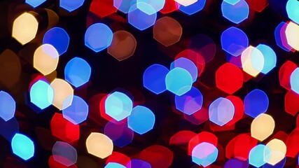 Aufkleber - Colorful bokeh lights in dark abstract background. Festive atmosphere concept