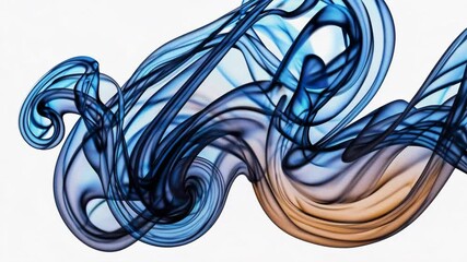 Aufkleber - Abstract blue and beige smoke patterns swirling on a white background. Creativity concept