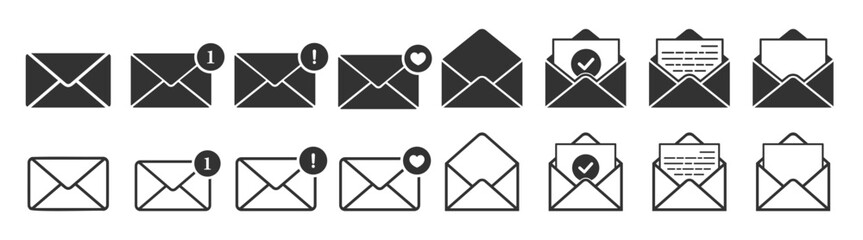 Wall Mural - mail icon set. email icon vector set isolated on transparent. envelope icon, mail icon vector for we